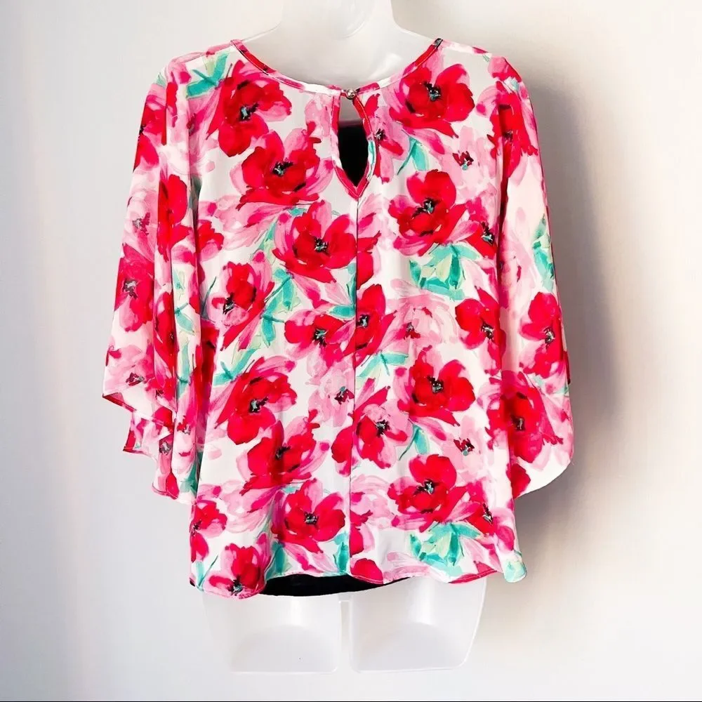 🌺 FAITH AND JOY | Floral Blouse with Black Tank - Picture 5 of 10